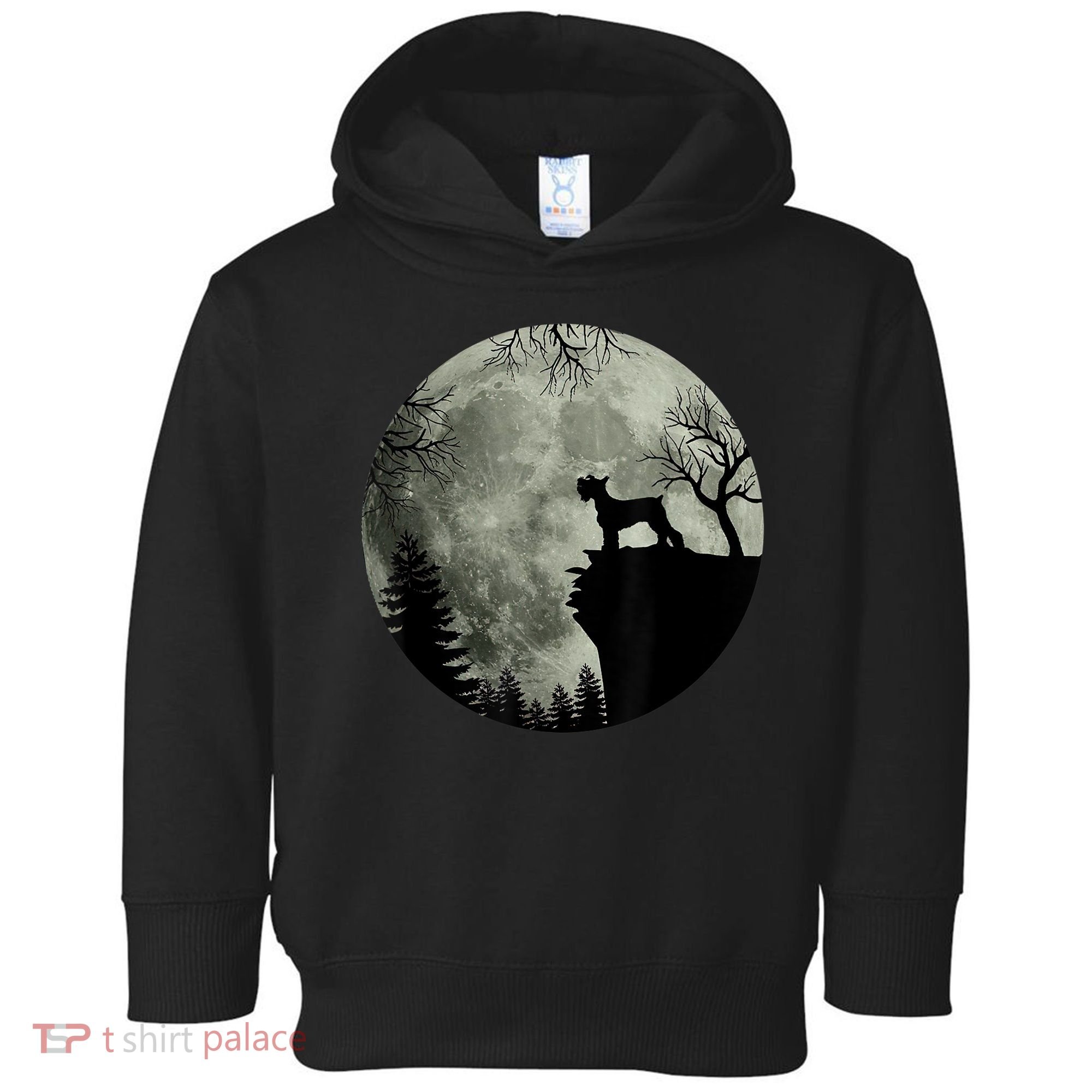 Schnauzer Dog Under Moon Halloween Costume Toddler Hoodie