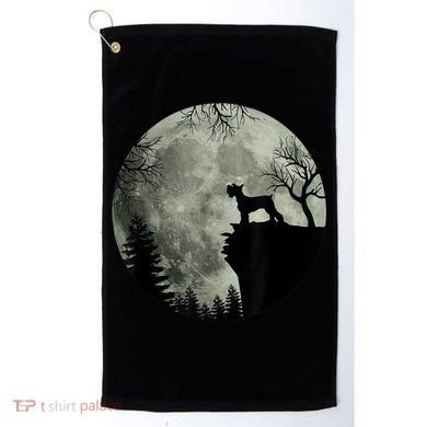 Schnauzer Dog Under Moon Halloween Costume Golf Towel