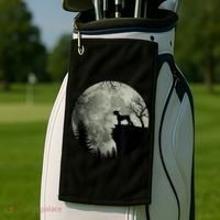 Schnauzer Dog Under Moon Halloween Costume Golf Towel thumb 2