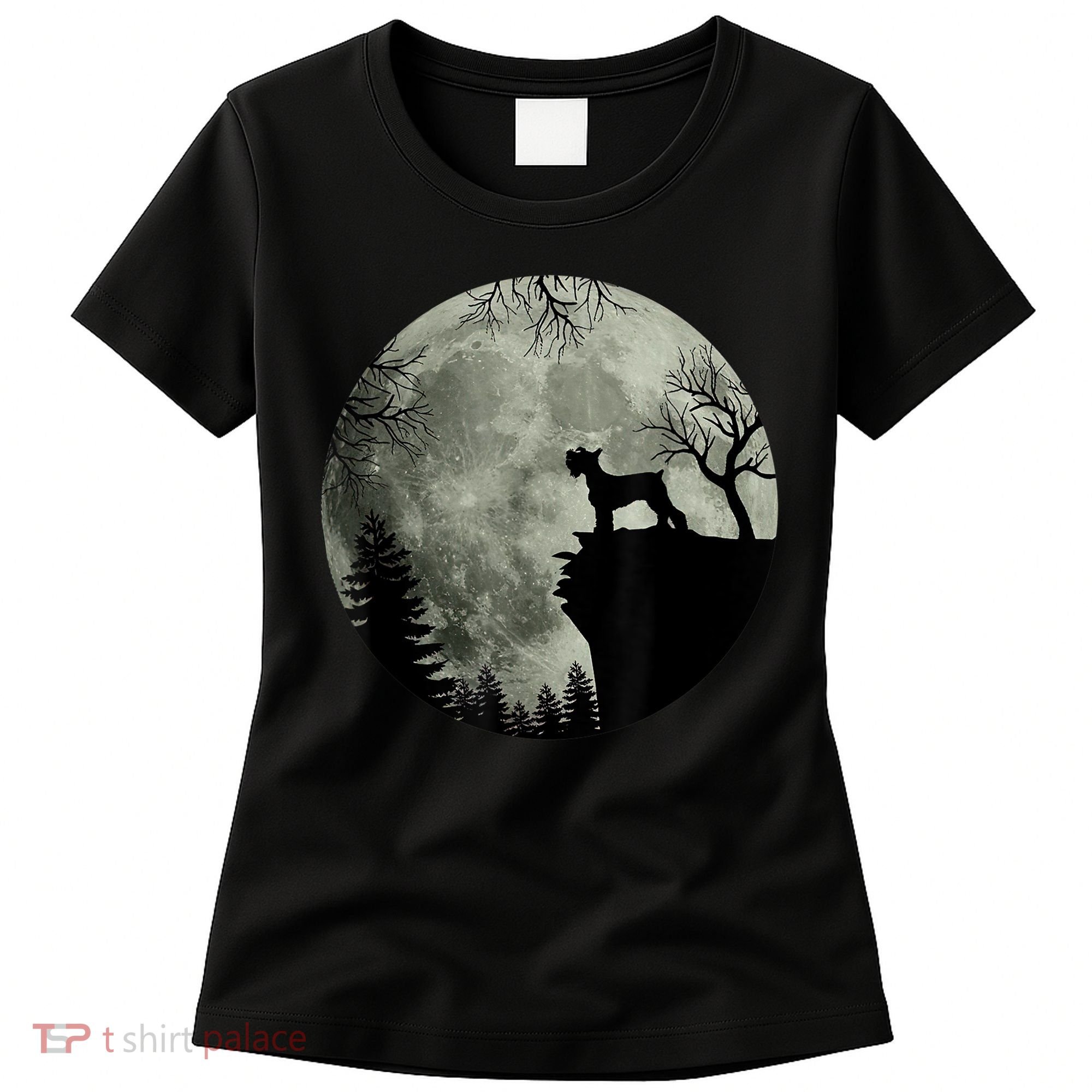 Schnauzer Dog Under Moon Halloween Costume Women's T-Shirt