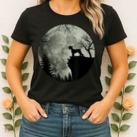 Schnauzer Dog Under Moon Halloween Costume Women's T-Shirt thumb 2