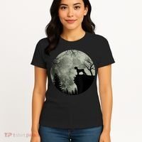 Schnauzer Dog Under Moon Halloween Costume Women's T-Shirt thumb 4