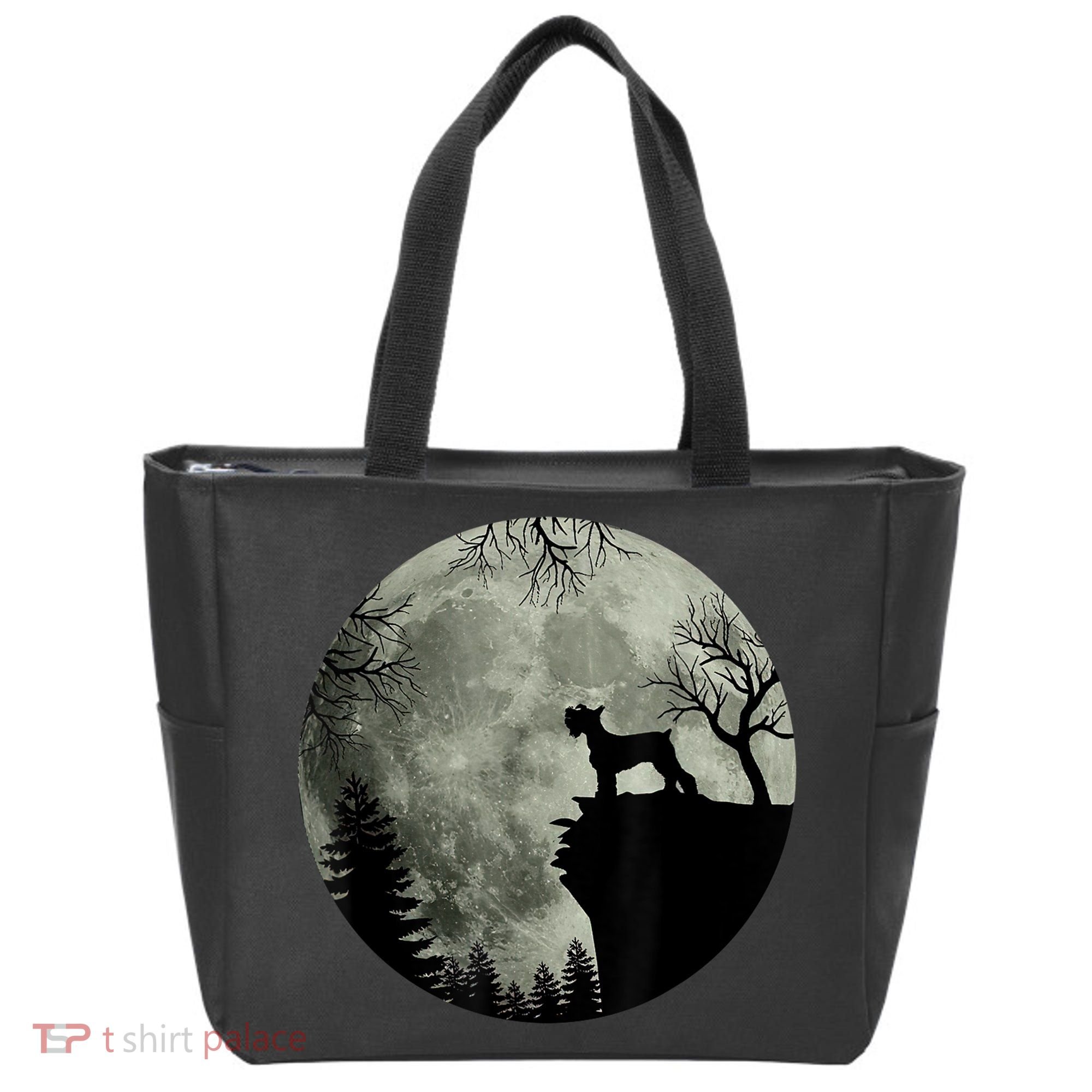 Schnauzer Dog Under Moon Halloween Costume Tote Bag