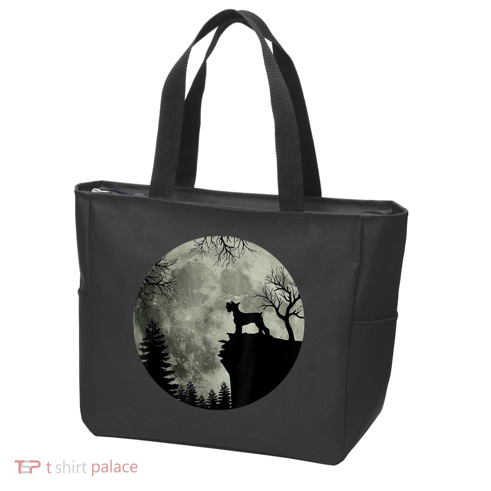 Schnauzer Dog Under Moon Halloween Costume Tote Bag