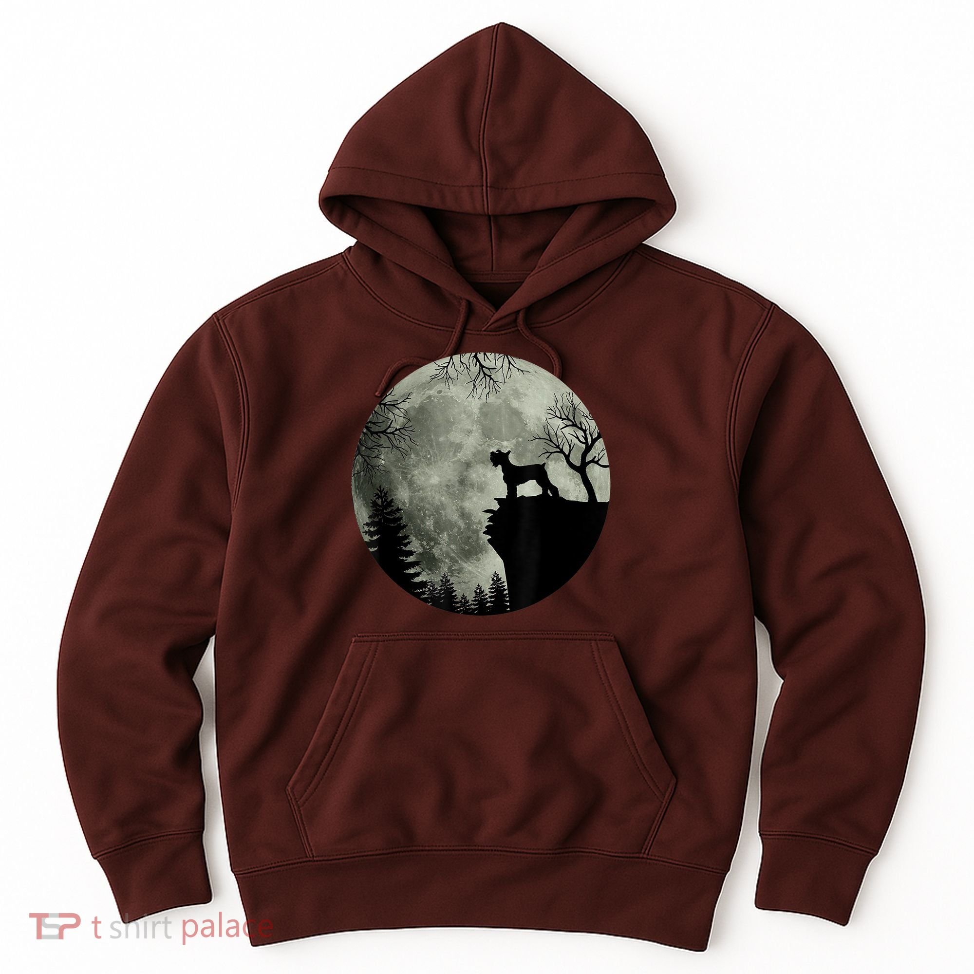 Schnauzer Dog Under Moon Halloween Costume Hoodie