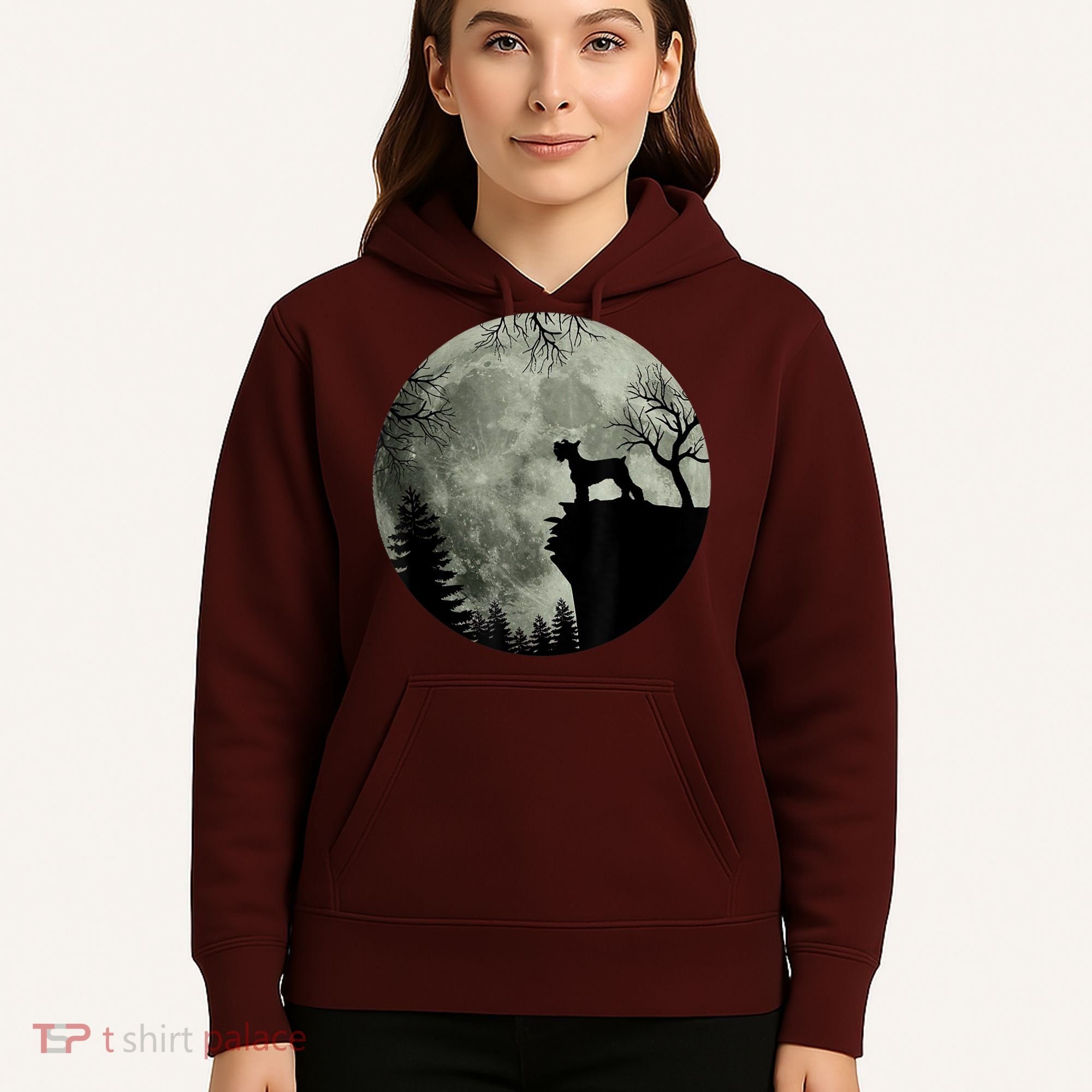 Schnauzer Dog Under Moon Halloween Costume Hoodie