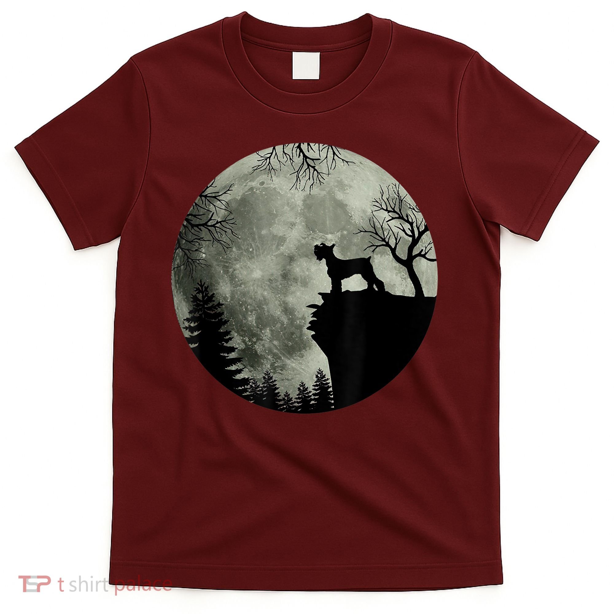 Schnauzer Dog Under Moon Halloween Costume T-Shirt