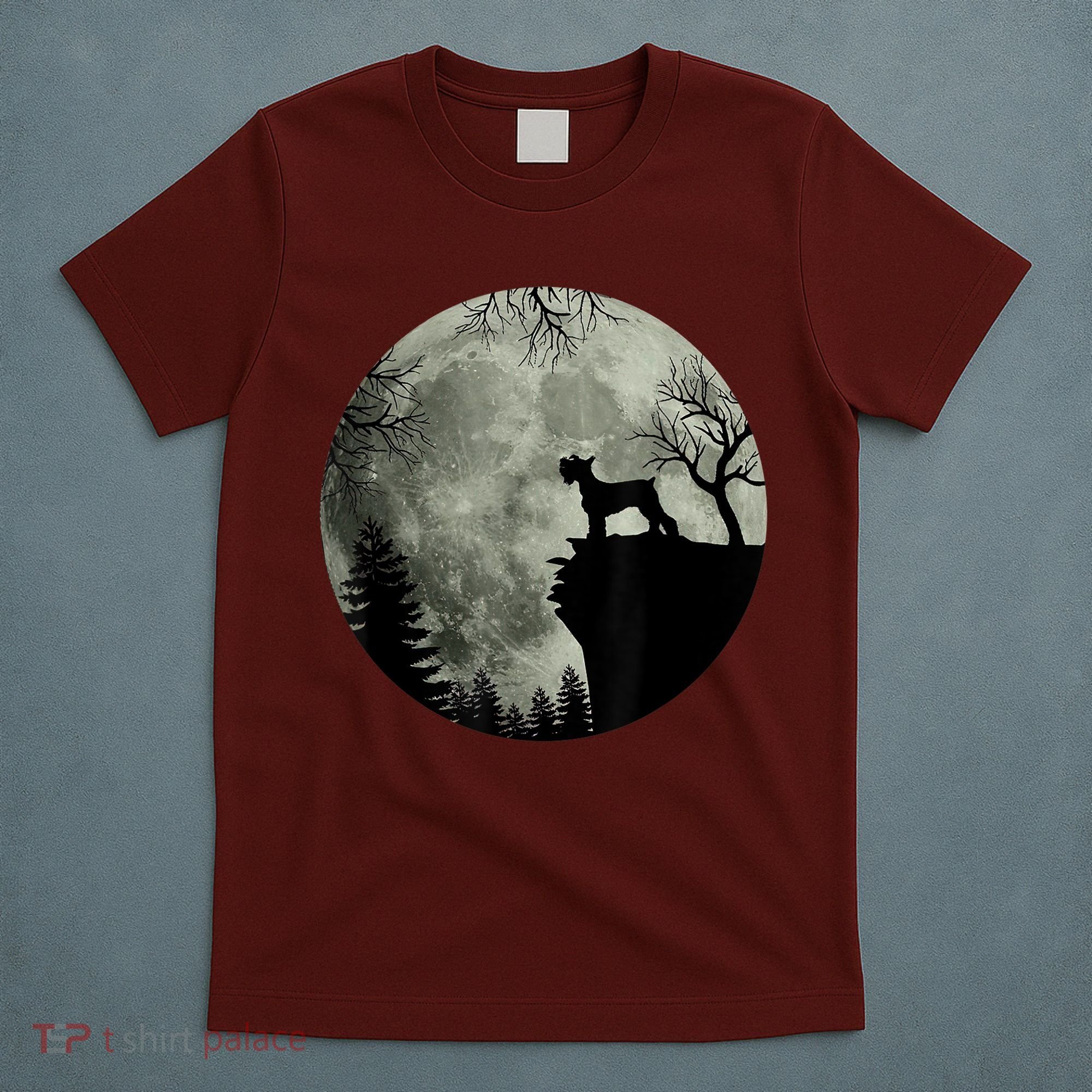 Schnauzer Dog Under Moon Halloween Costume T-Shirt