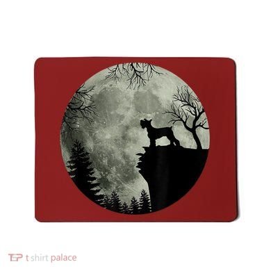 Schnauzer Dog Under Moon Halloween Costume Mousepad