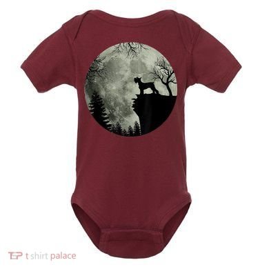 Schnauzer Dog Under Moon Halloween Costume Baby Bodysuit