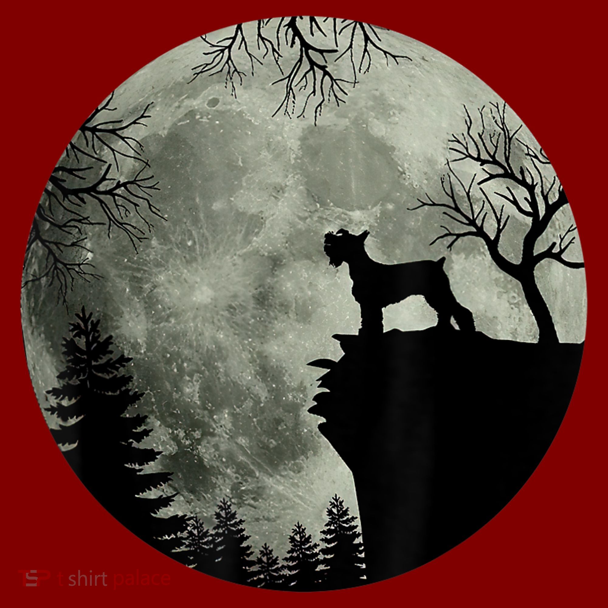 Schnauzer Dog Under Moon Halloween Costume Baby Bodysuit
