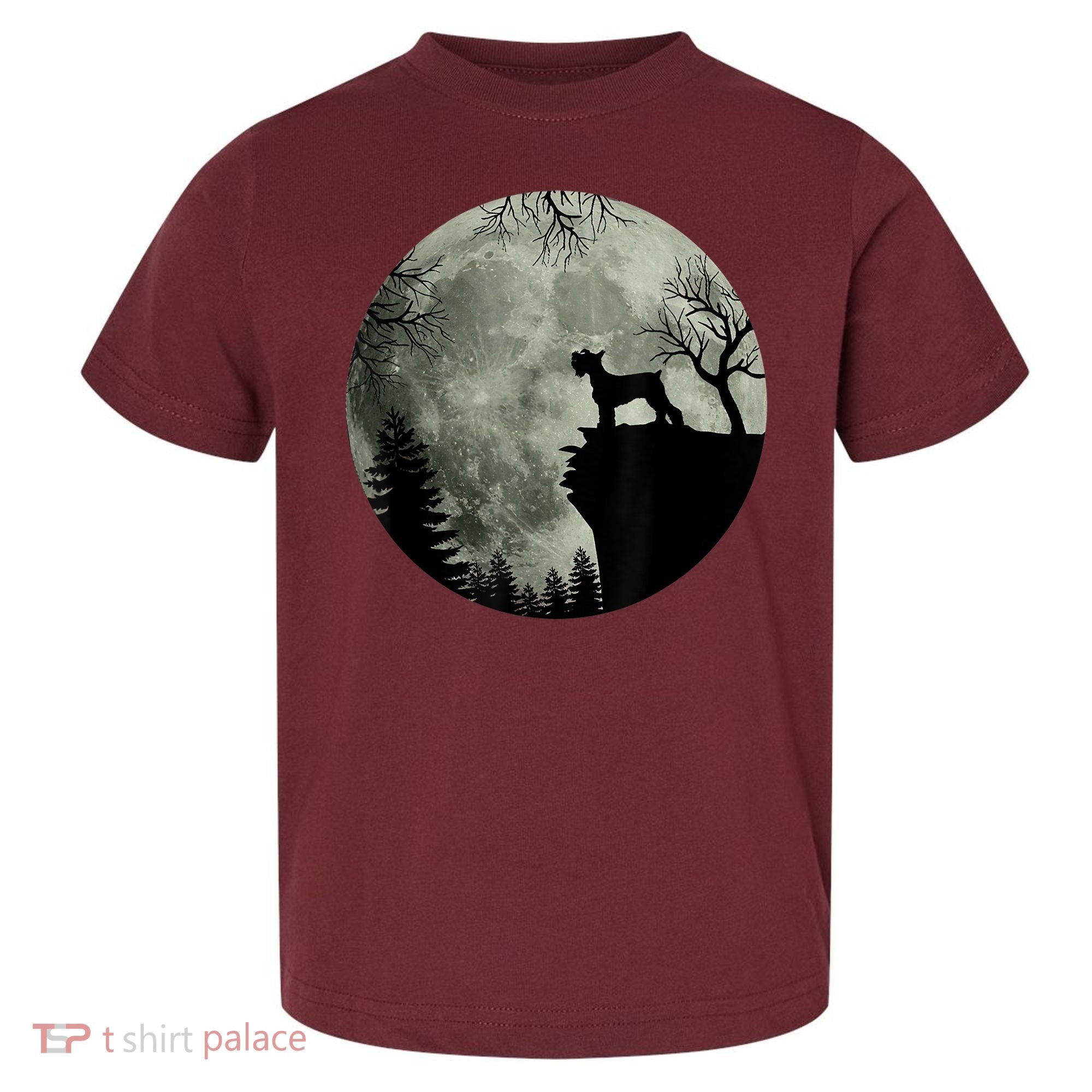 Schnauzer Dog Under Moon Halloween Costume Toddler T-Shirt