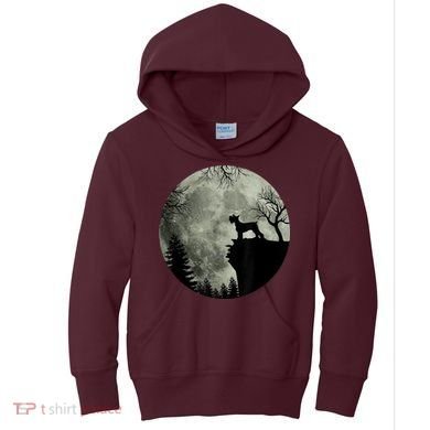 Schnauzer Dog Under Moon Halloween Costume Kids Hoodie