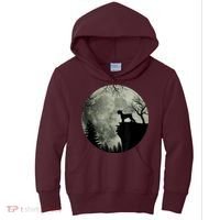 Schnauzer Dog Under Moon Halloween Costume Kids Hoodie thumb 0