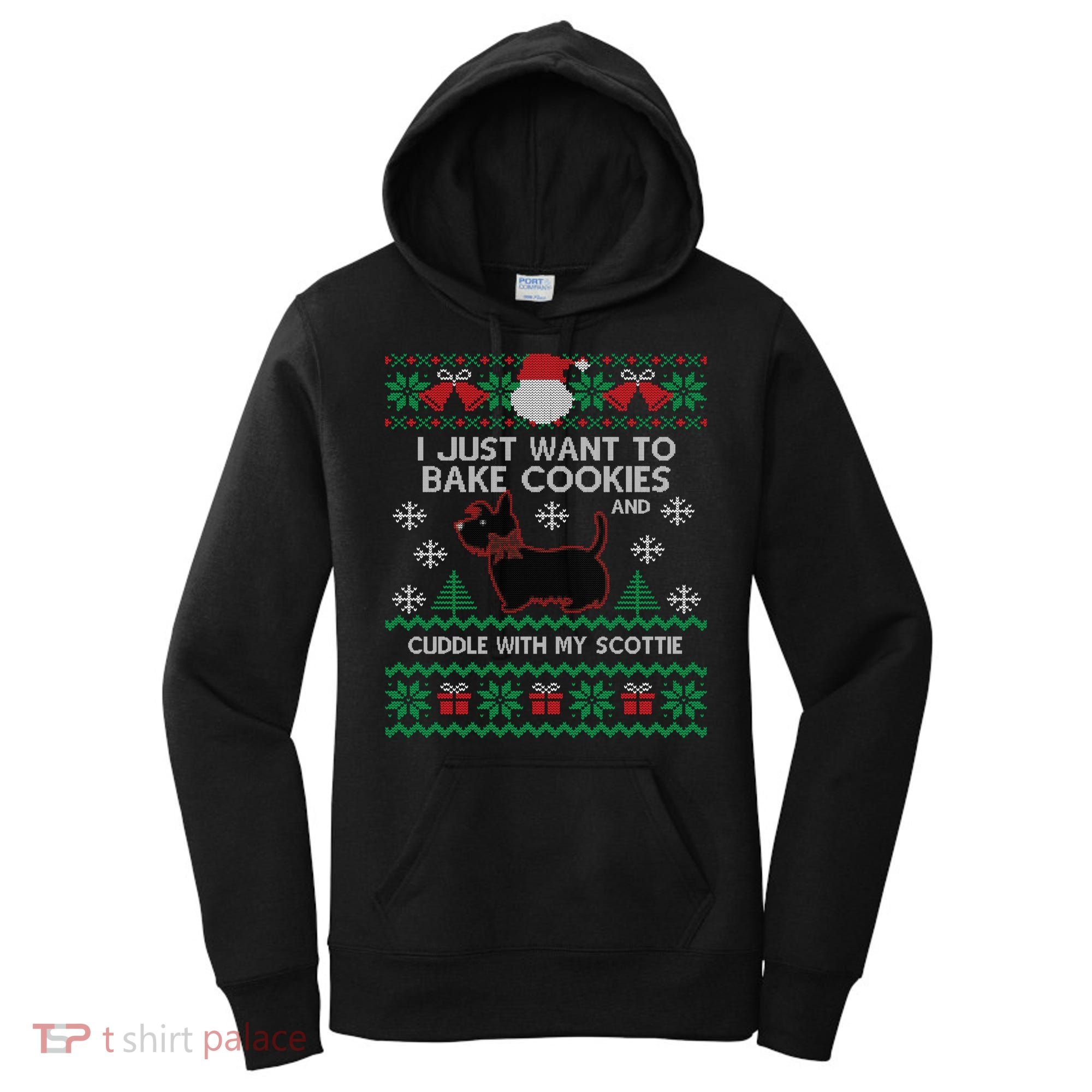Scottie Dog Ugly Christmas Party Scottish Terrier Novelty Gift Women's Hoodie