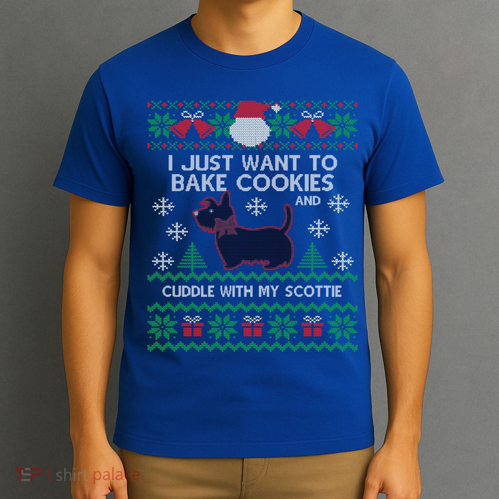 Scottie Dog Ugly Christmas Party Scottish Terrier Novelty Gift T-Shirt