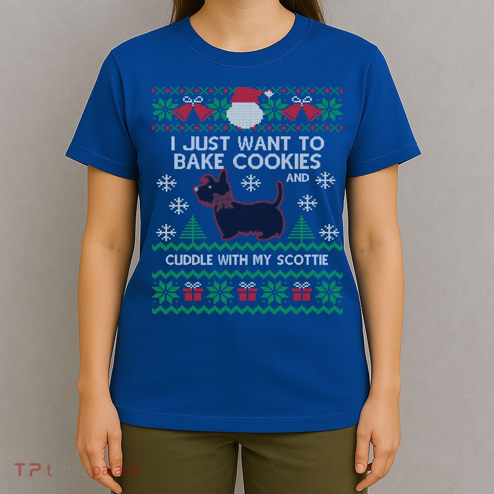 Scottie Dog Ugly Christmas Party Scottish Terrier Novelty Gift T-Shirt