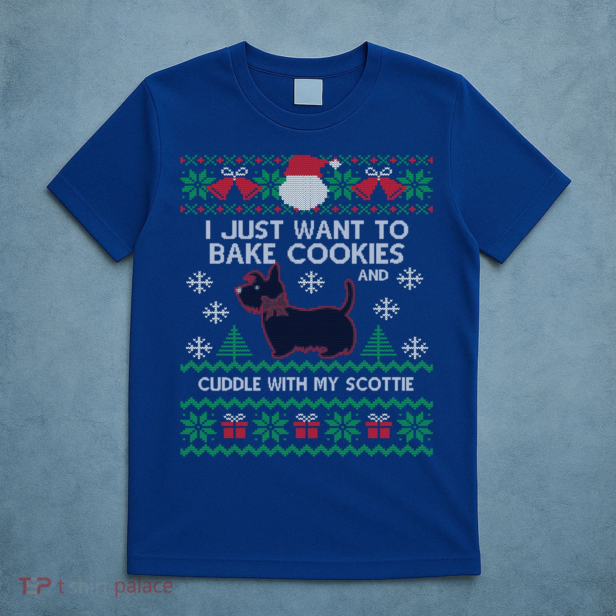 Scottie Dog Ugly Christmas Party Scottish Terrier Novelty Gift T-Shirt