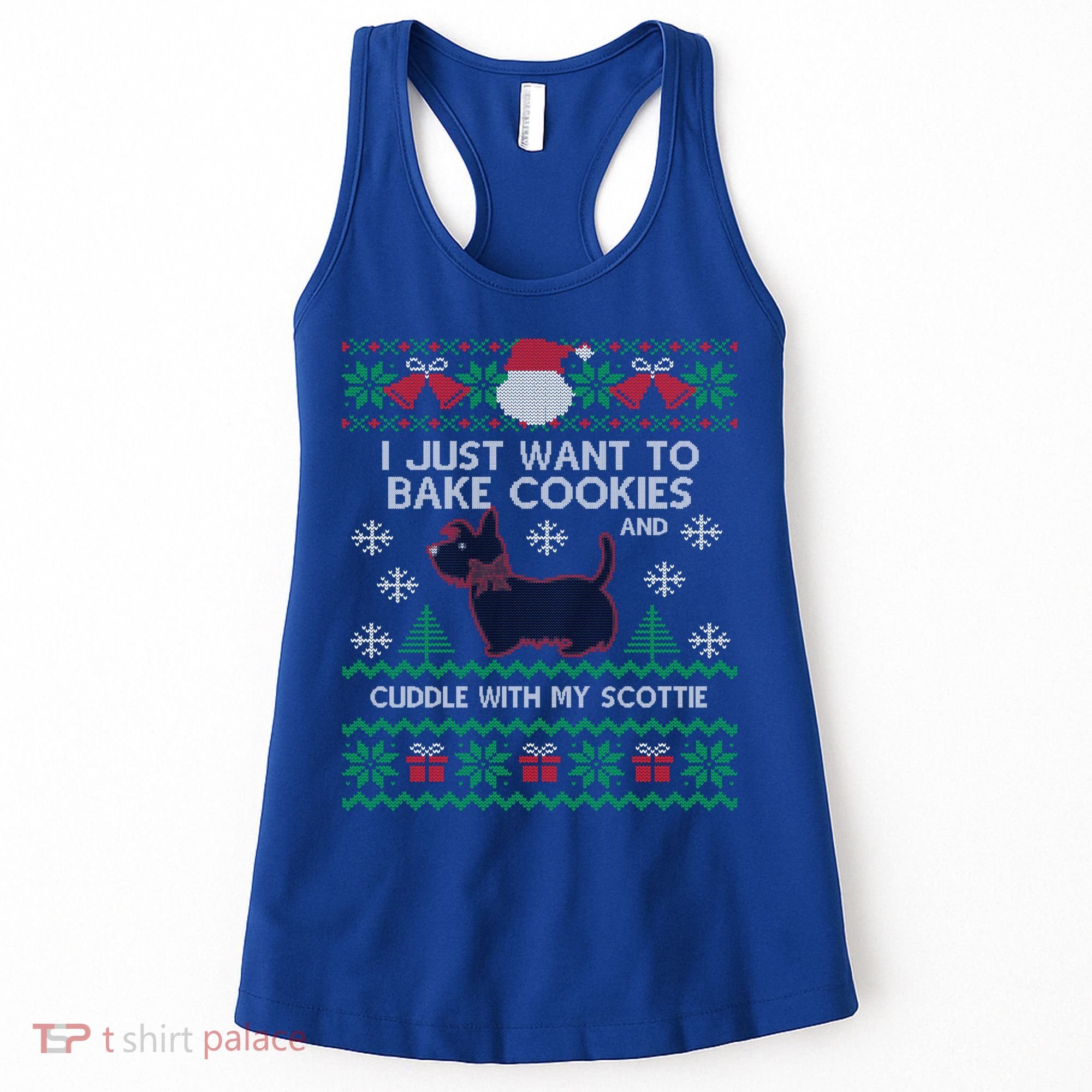 Scottie Dog Ugly Christmas Party Scottish Terrier Novelty Gift Women's Tank Top