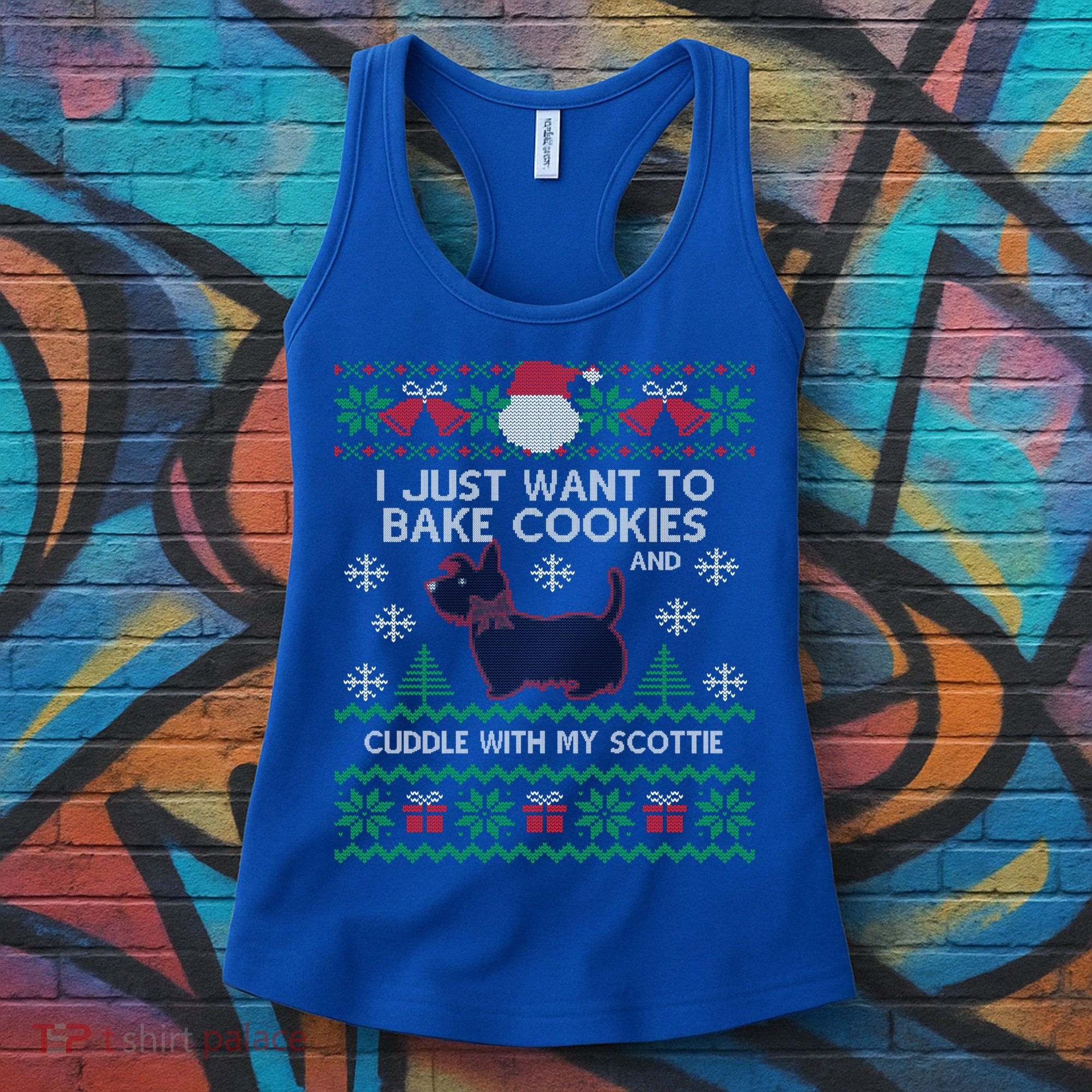 Scottie Dog Ugly Christmas Party Scottish Terrier Novelty Gift Women's Tank Top