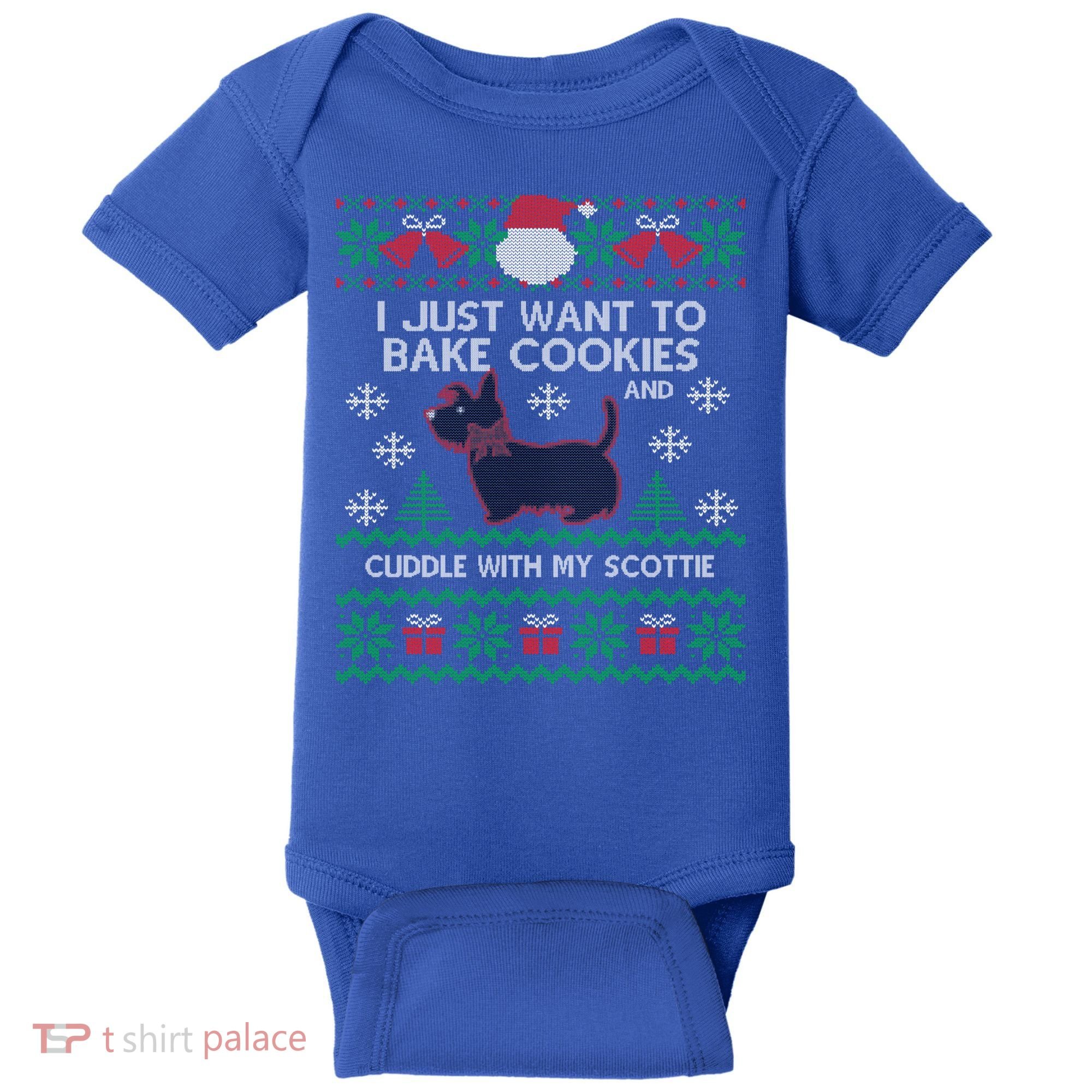 Scottie Dog Ugly Christmas Party Scottish Terrier Novelty Gift Baby Bodysuit