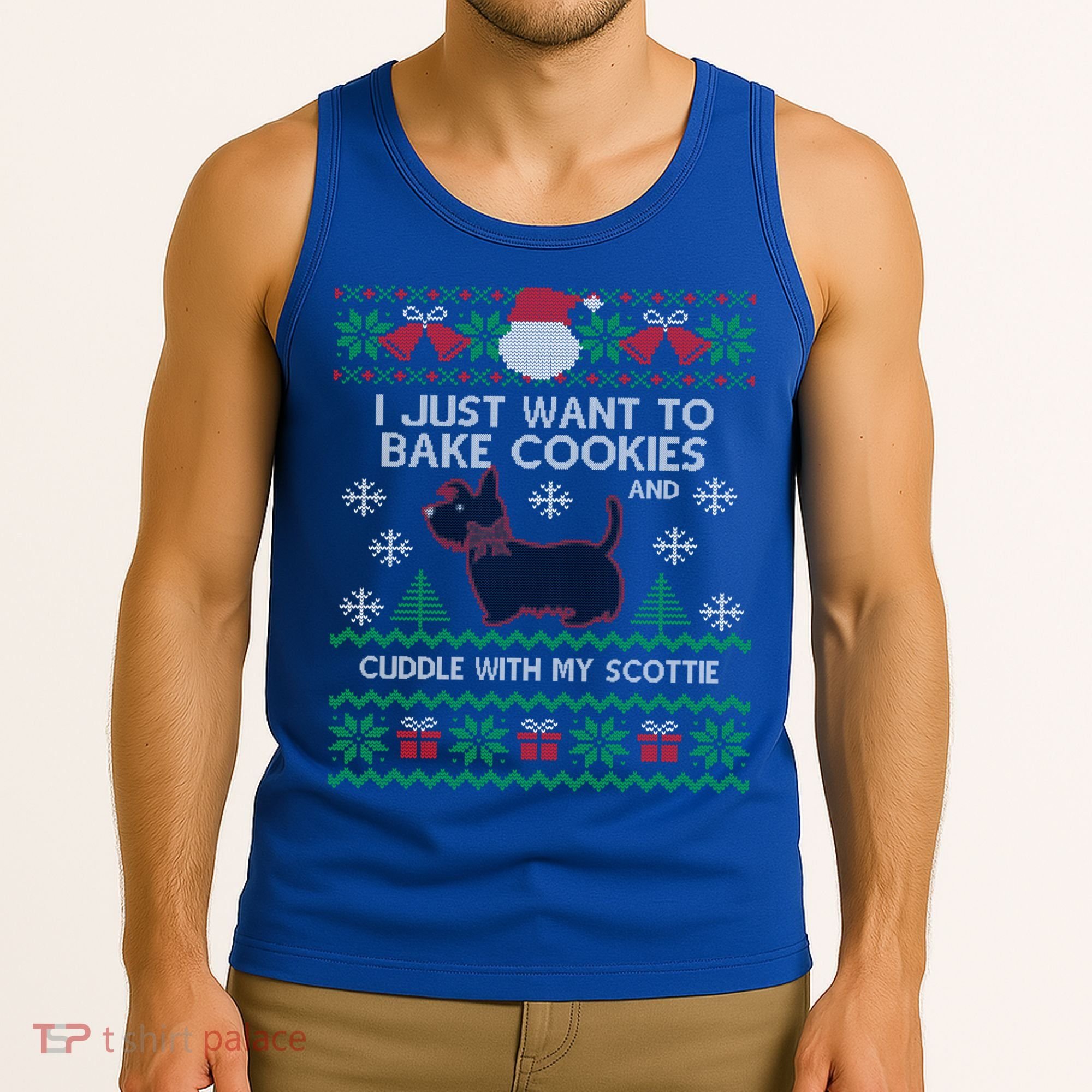 Scottie Dog Ugly Christmas Party Scottish Terrier Novelty Gift Tank Top