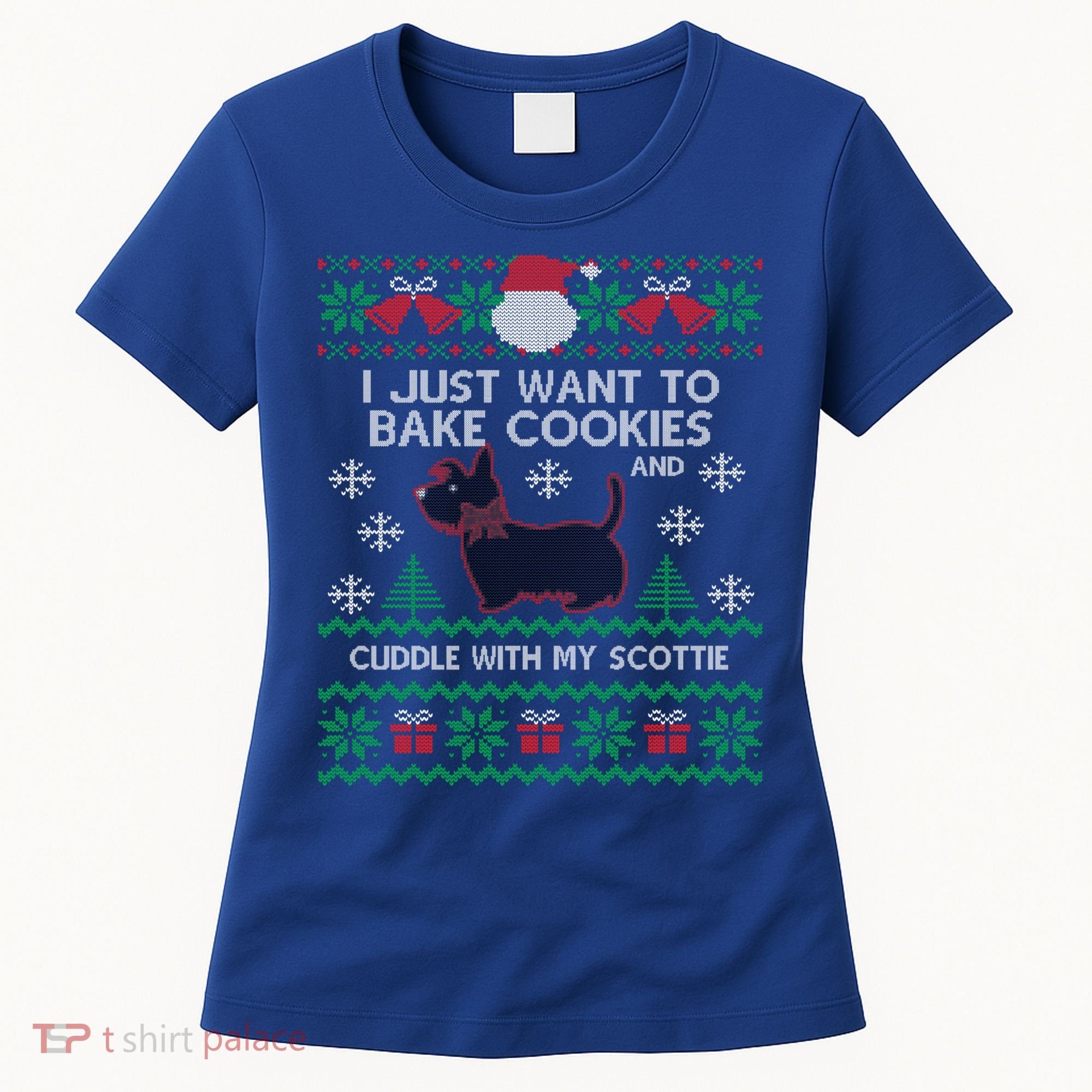 Scottie Dog Ugly Christmas Party Scottish Terrier Novelty Gift Women's T-Shirt
