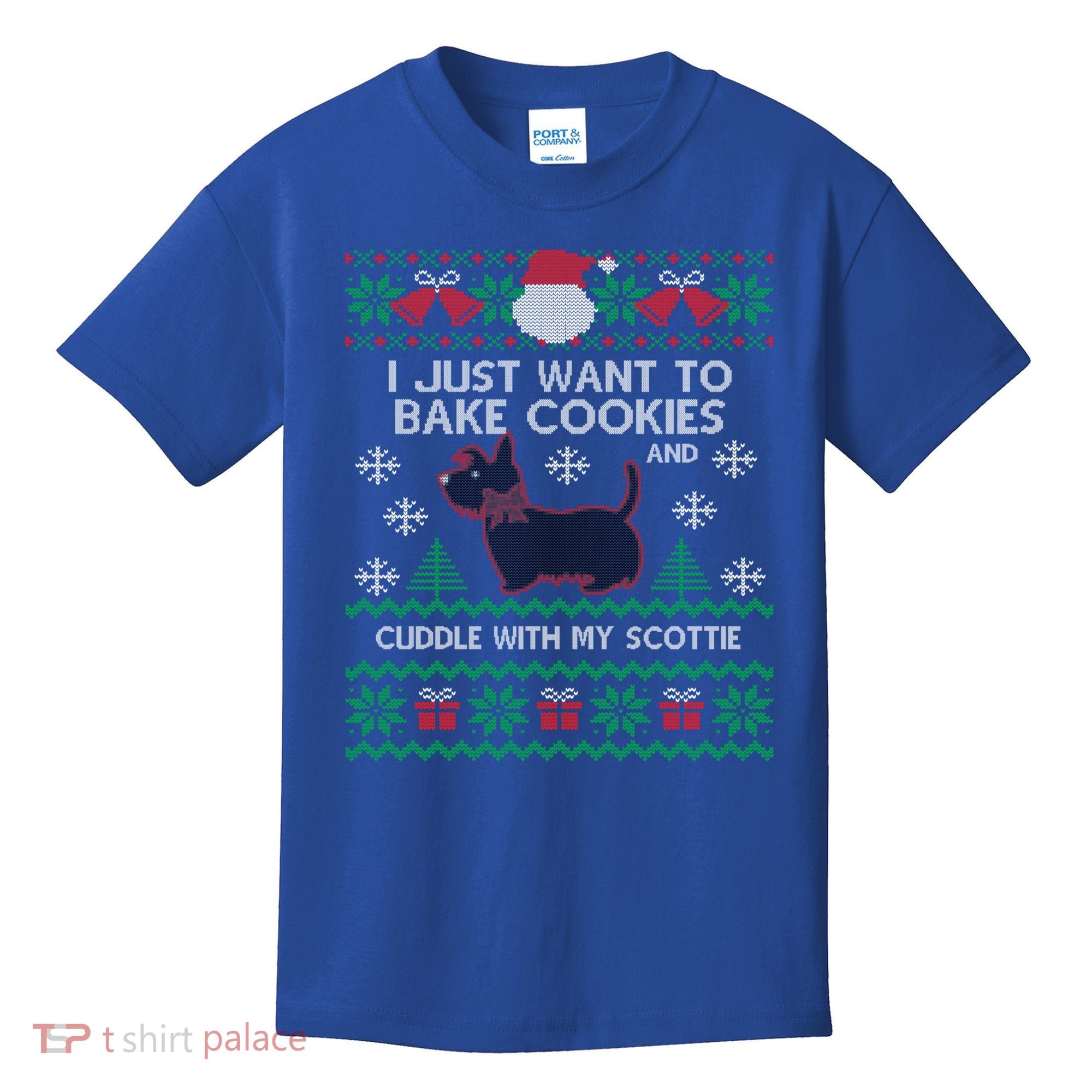 Scottie Dog Ugly Christmas Party Scottish Terrier Novelty Gift Kids T-Shirt
