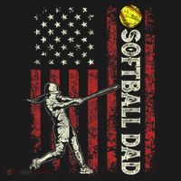 Softball Dad US Flag Gifts For Dad Men Patriotic Fathers Day Hoodie thumb 2