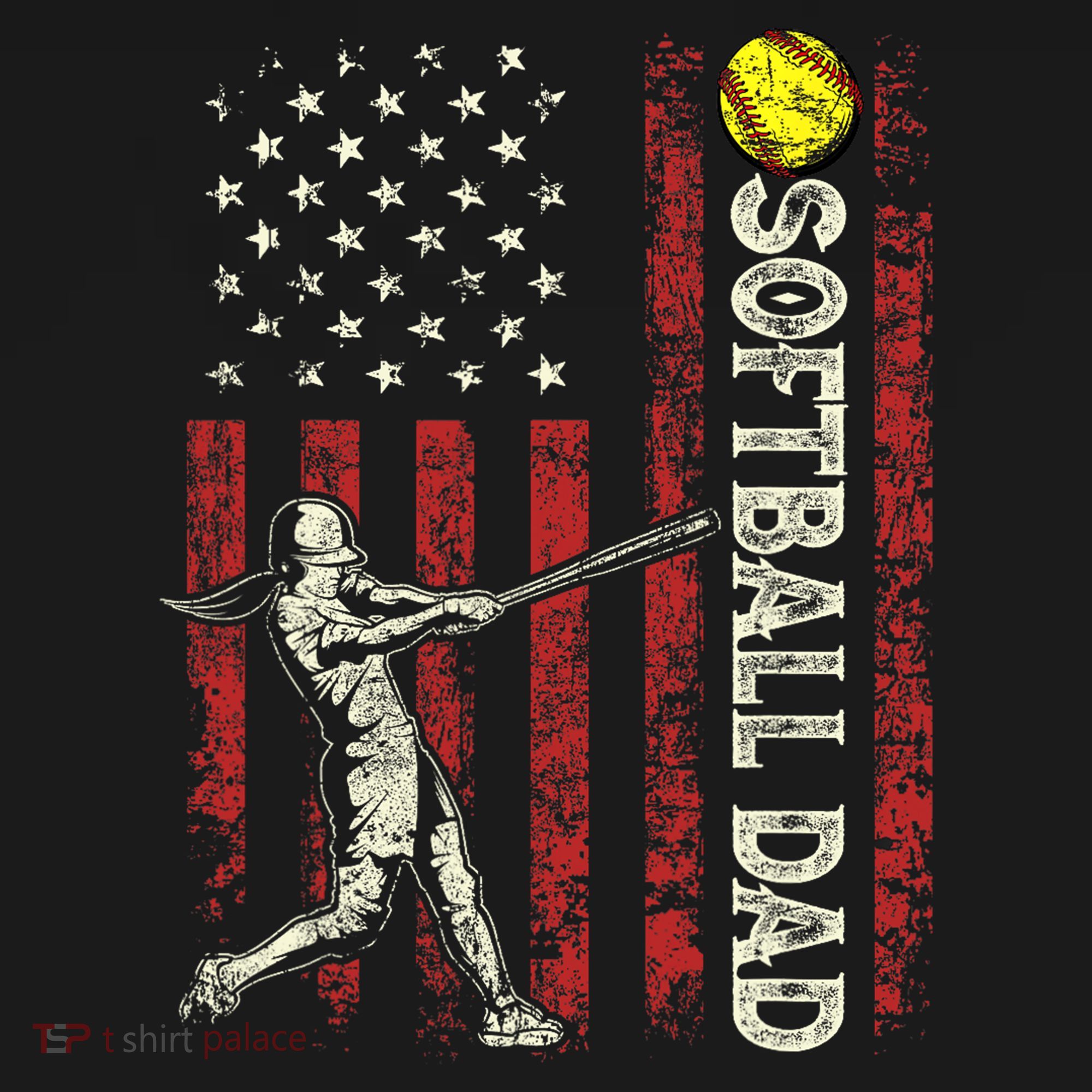 Softball Dad US Flag Gifts For Dad Men Patriotic Fathers Day Sweatshirt