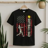 Softball Dad US Flag Gifts For Dad Men Patriotic Fathers Day T-Shirt thumb 2