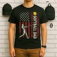 Softball Dad US Flag Gifts For Dad Men Patriotic Fathers Day T-Shirt thumb 6