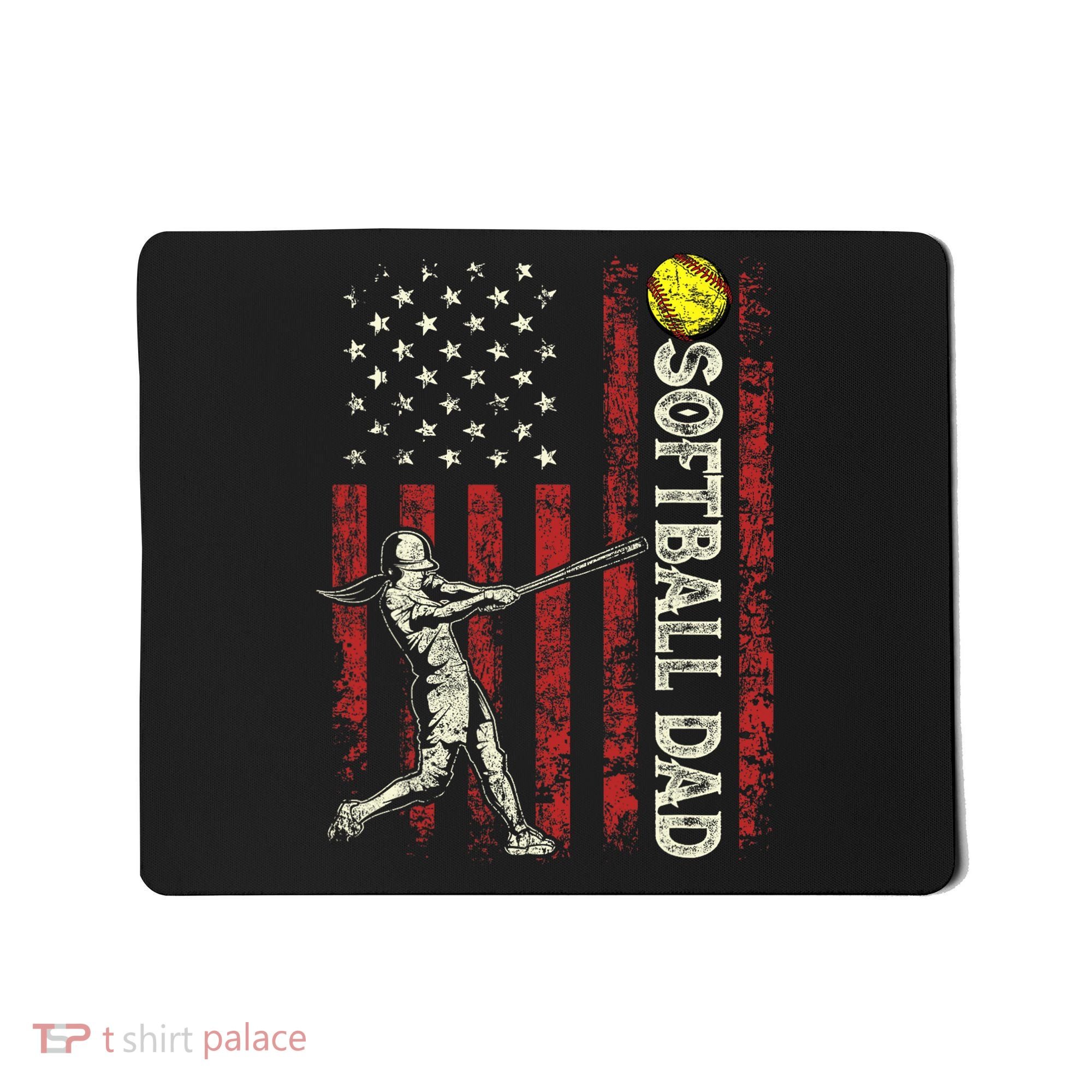 Softball Dad US Flag Gifts For Dad Men Patriotic Fathers Day Mousepad