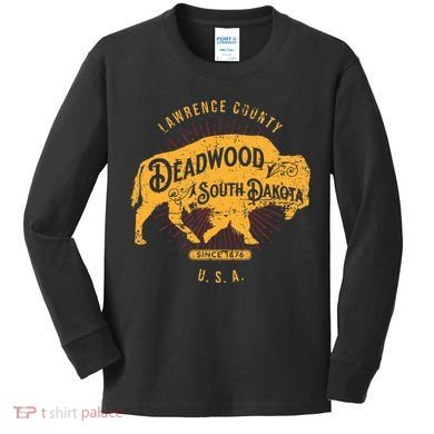South Dakota Usa Distressed Bison Design Souvenir Kids Long Sleeve Shirt