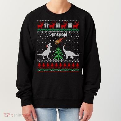 Santa Dinosaur Ugly Christmas Sweater Dinosaur Women's Sweatshirt