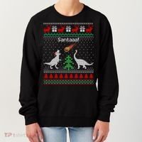 Santa Dinosaur Ugly Christmas Sweater Dinosaur Women's Sweatshirt thumb 0