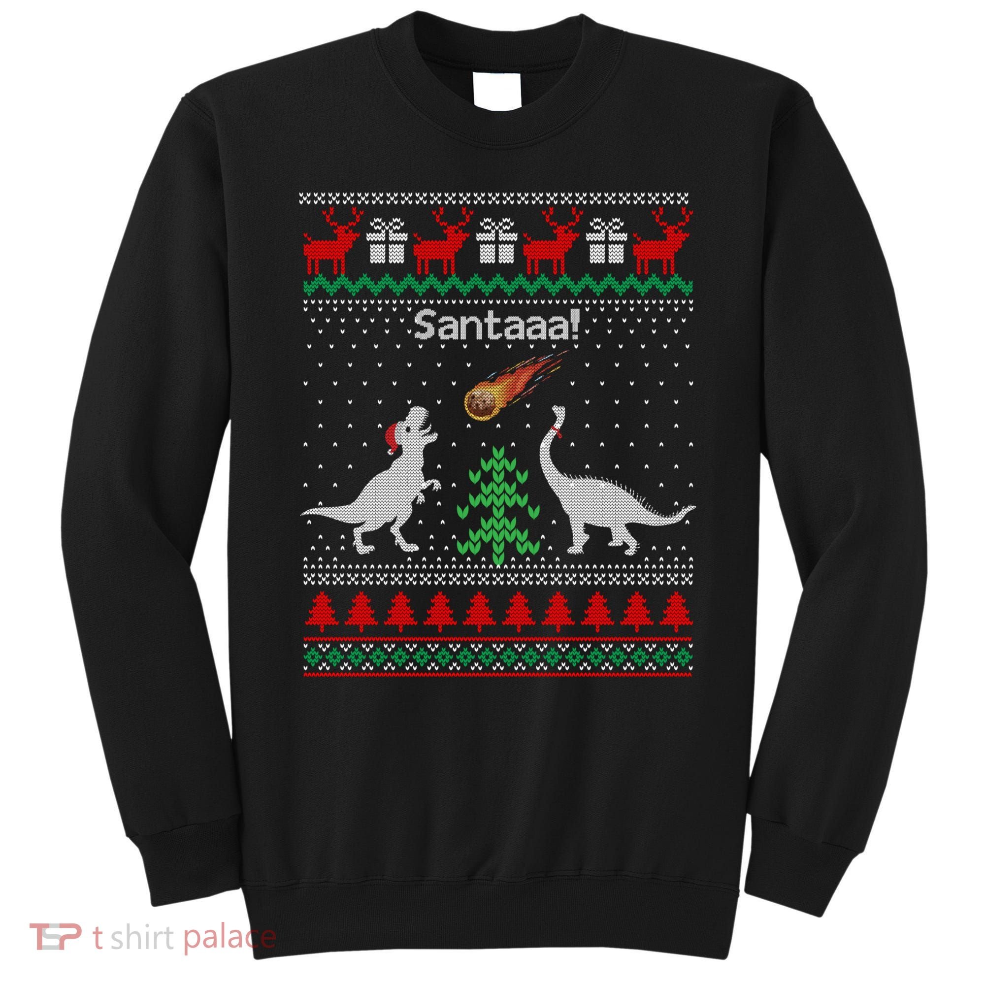Santa Dinosaur Ugly Christmas Sweater Dinosaur Sweatshirt