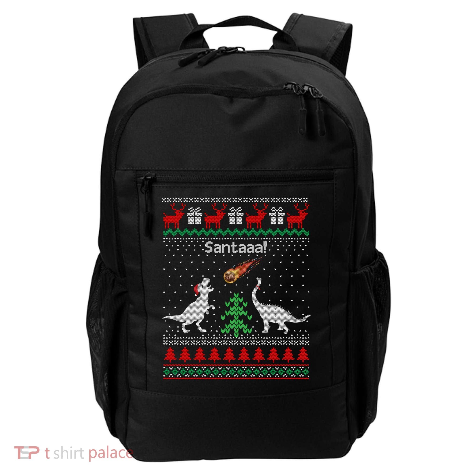 Santa Dinosaur Ugly Christmas Sweater Dinosaur Backpack