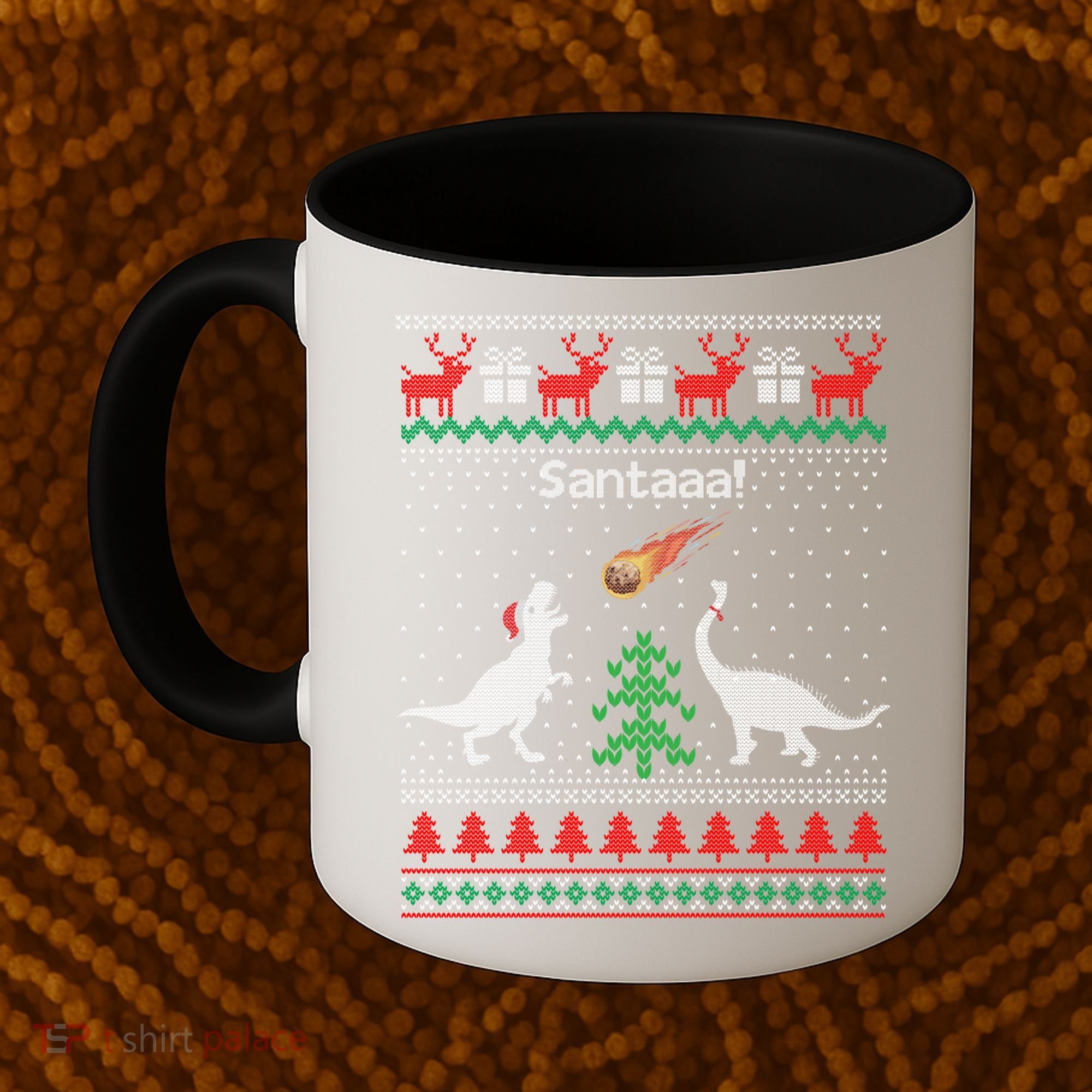 Santa Dinosaur Ugly Christmas Sweater Dinosaur Coffee Mug