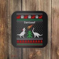 Santa Dinosaur Ugly Christmas Sweater Dinosaur Coaster thumb 0
