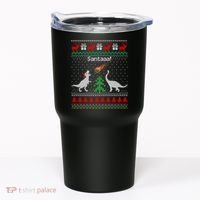 Santa Dinosaur Ugly Christmas Sweater Dinosaur Tumbler thumb 0