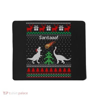 Santa Dinosaur Ugly Christmas Sweater Dinosaur Mousepad