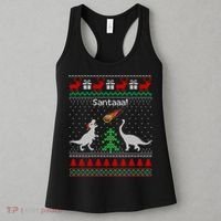 Santa Dinosaur Ugly Christmas Sweater Dinosaur Women's Tank Top thumb 3