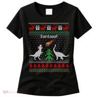 Santa Dinosaur Ugly Christmas Sweater Dinosaur Women's T-Shirt thumb 0