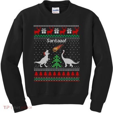 Santa Dinosaur Ugly Christmas Sweater Dinosaur Kids Sweatshirt