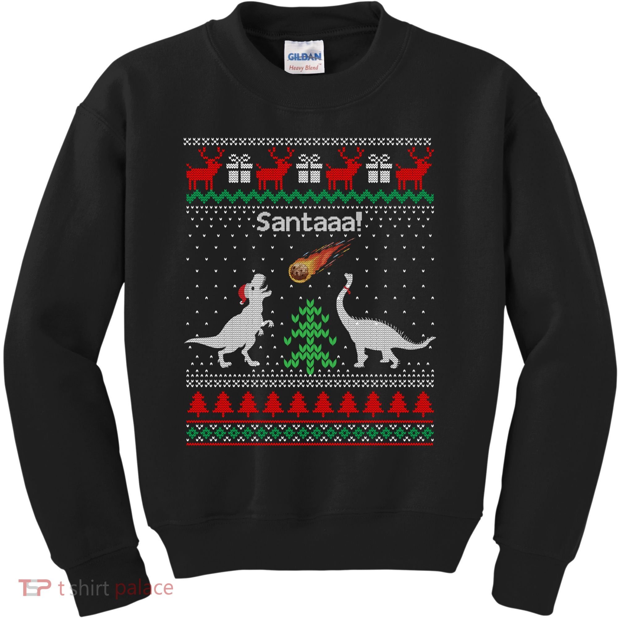 Santa Dinosaur Ugly Christmas Sweater Dinosaur Kids Sweatshirt