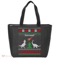 Santa Dinosaur Ugly Christmas Sweater Dinosaur Tote Bag thumb 0