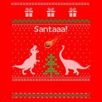 Santa Dinosaur Ugly Christmas Sweater Dinosaur Santa Hat thumb 1