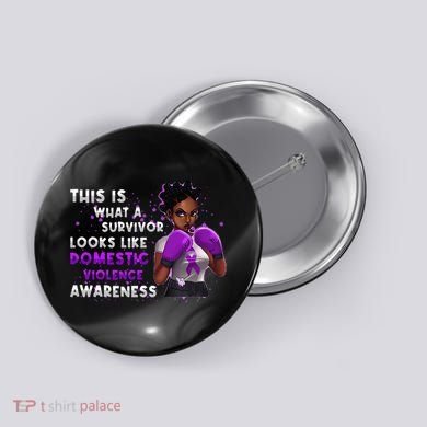 Survivor Domestic Violence Awareness Purple Button