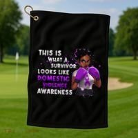 Survivor Domestic Violence Awareness Purple Golf Towel thumb 1